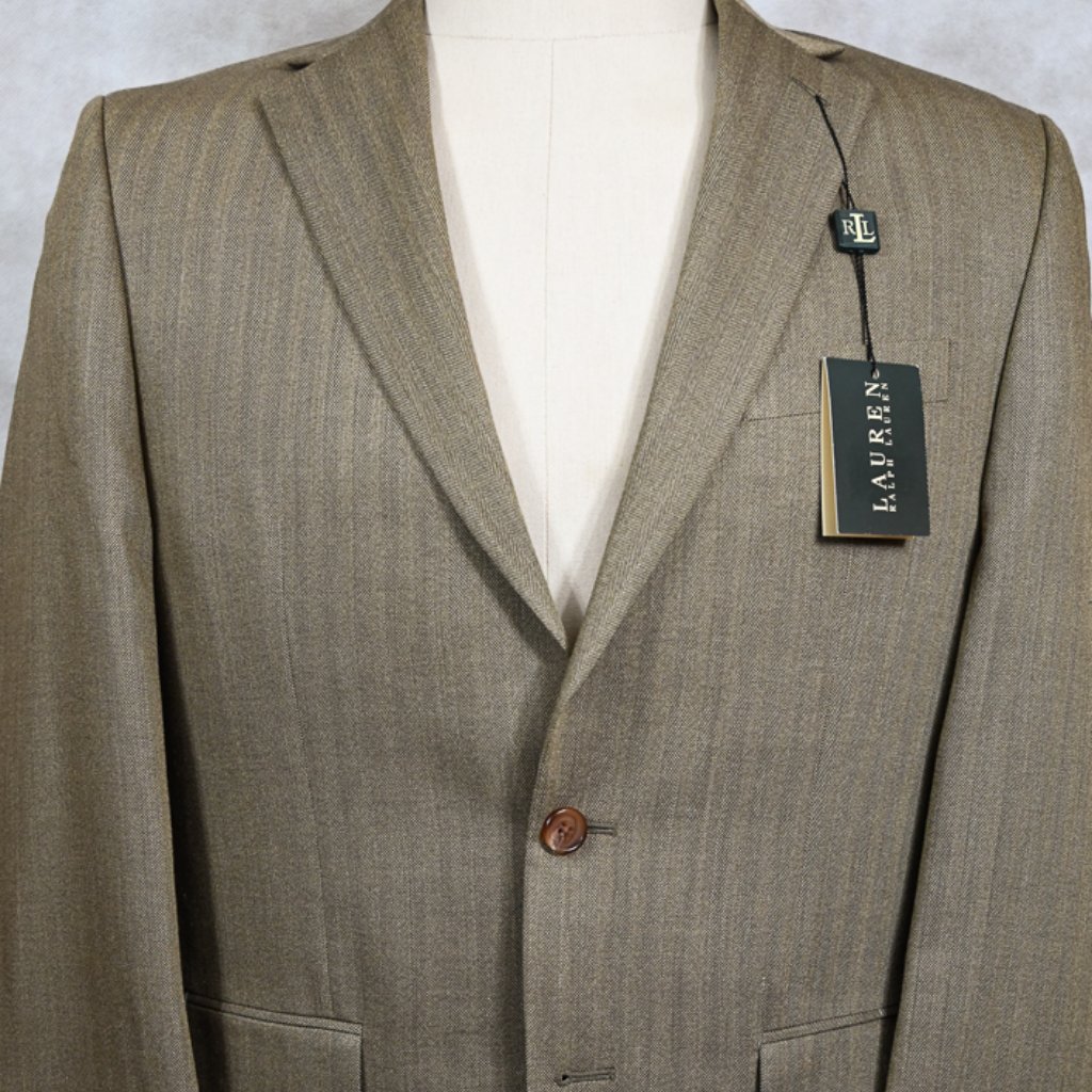 Ralph Lauren Silk And Wool Light Brown Herringbone Sport Coat Dual Vents 40r